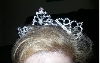 Three of the variety of mini-tiaras I have for give aways at the B&N book signing.  I may or may not have ended up with many, many more on my head at one point.