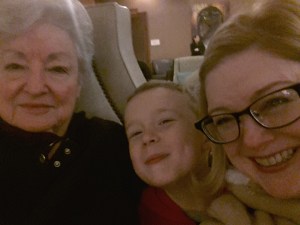 We took selfies in the hotel lobby.