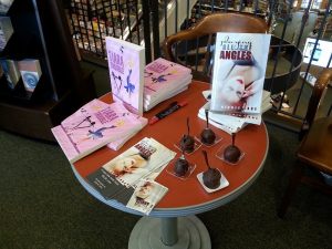 The only thing I love more than a stack of my books, is TWO STACKS OF MY BOOKS!  (And red velvet cake pops--I might love those more.)