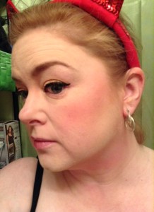 Profile of the look blended with foundation.